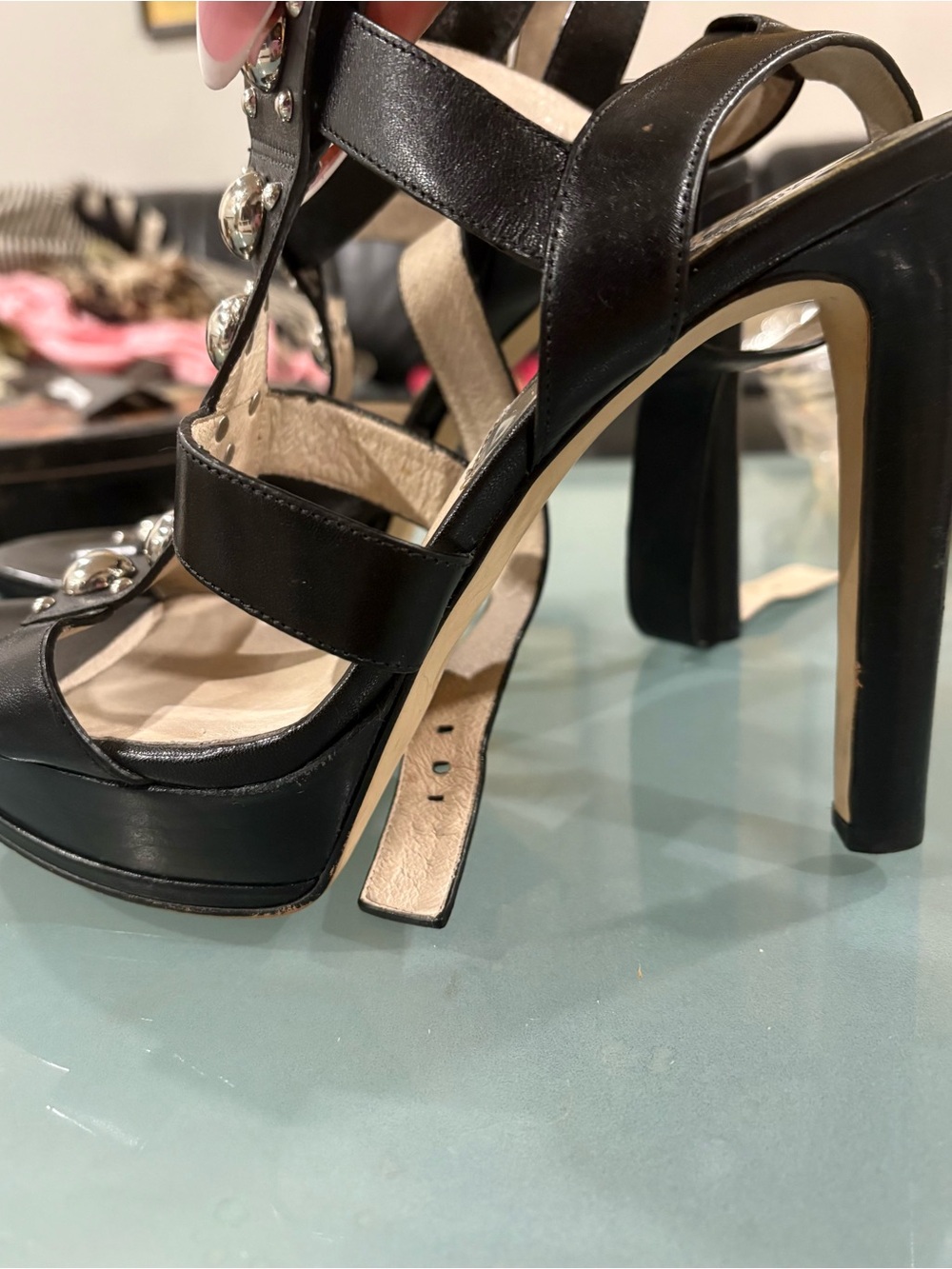 Michael Kors Black Studded Platform High Heel Sandals